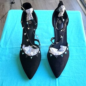 🆕️ Mysoft Women's Pointed Toe Pumps Studded Ankle Straps High Heel Shoes Size 6
